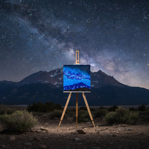 Acrylic Original Painting "Blue Majesty" Pikes Peak and the Milky Way
