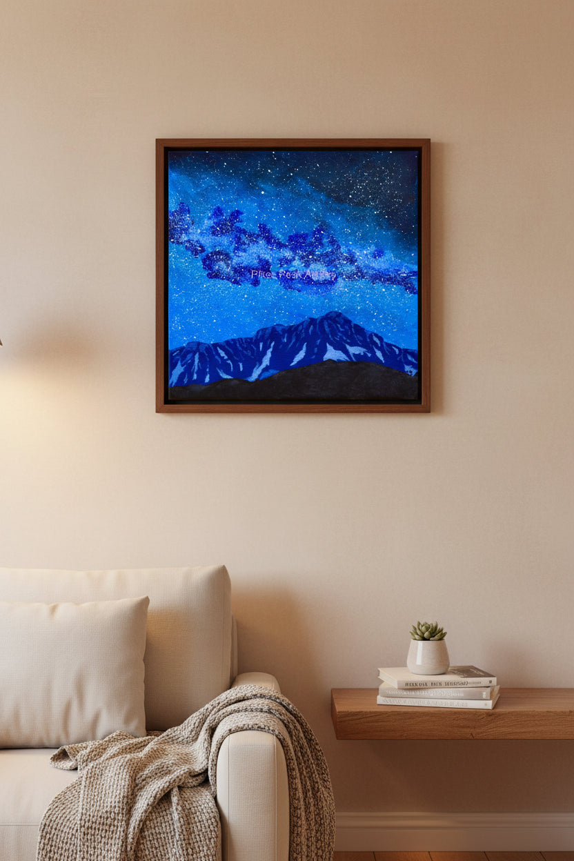 Pikes Peak and the Milky Way Original Acrylic Painting: "Blue Majesty"