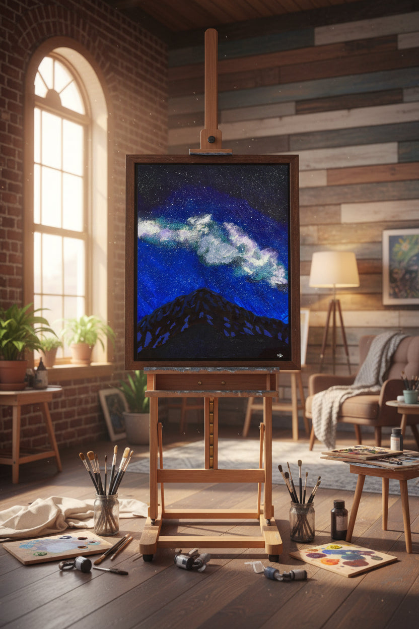 Pikes Peak and the Milky Way Original Acrylic Painting: "Stellar Summit"
