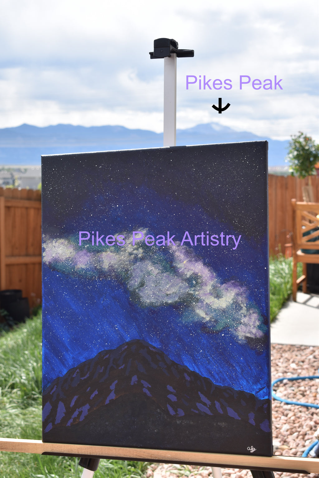 Pikes Peak and the Milky Way Original Acrylic Painting: "Stellar Summit"