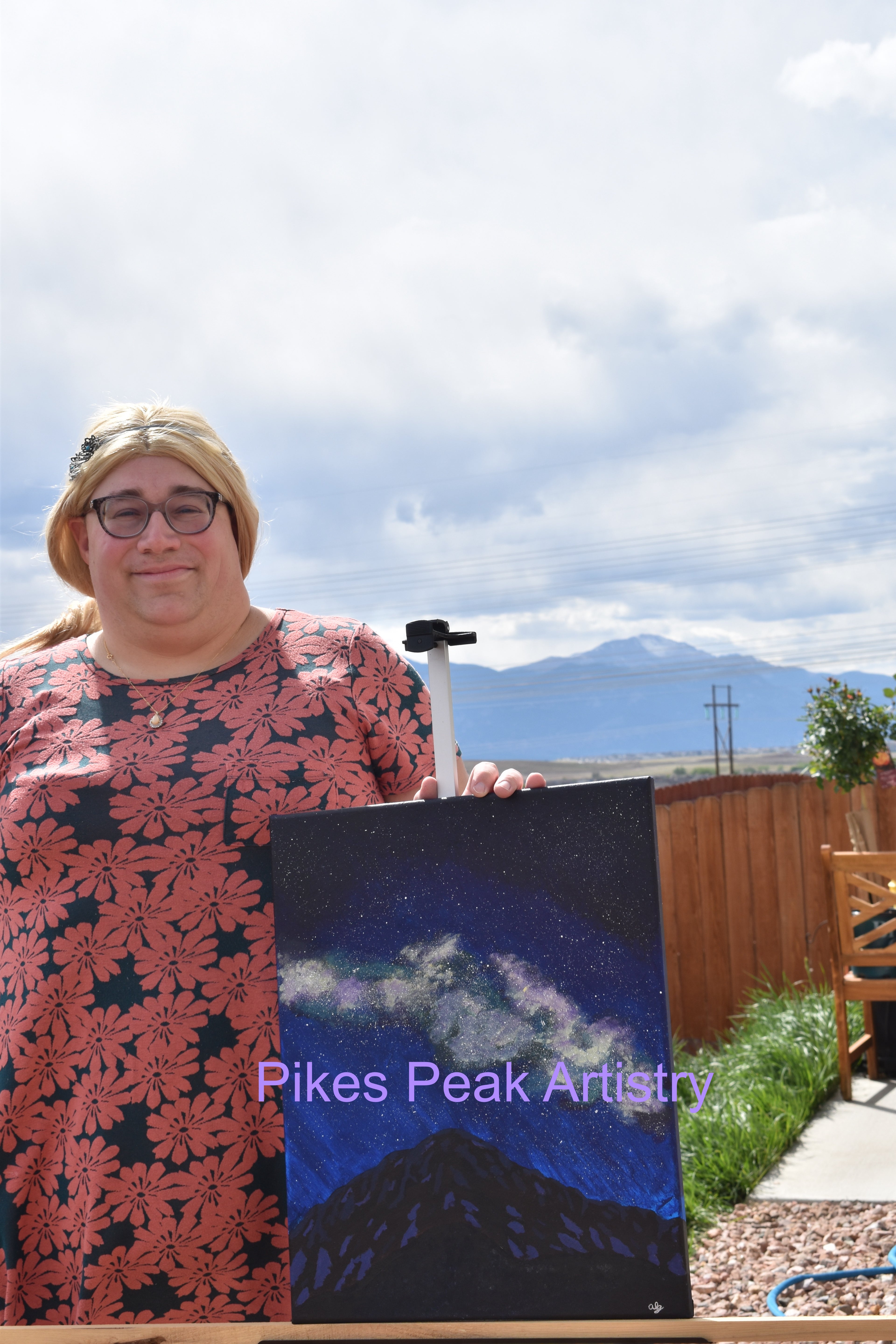 Pikes Peak and the Milky Way Original Acrylic Painting: "Stellar Summit"