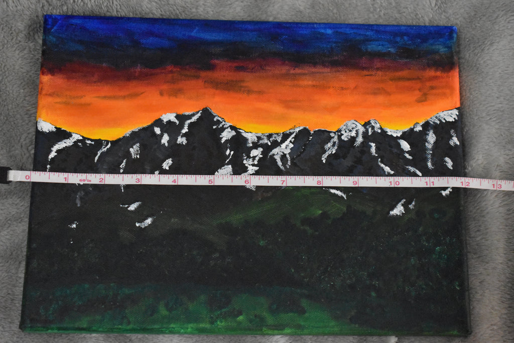 Never Summer Rocky Mountains Sunset Original Acrylic Painting: "Ignited Peaks"