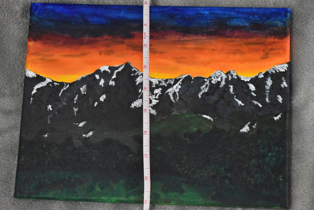 Never Summer Rocky Mountains Sunset Original Acrylic Painting: "Ignited Peaks"