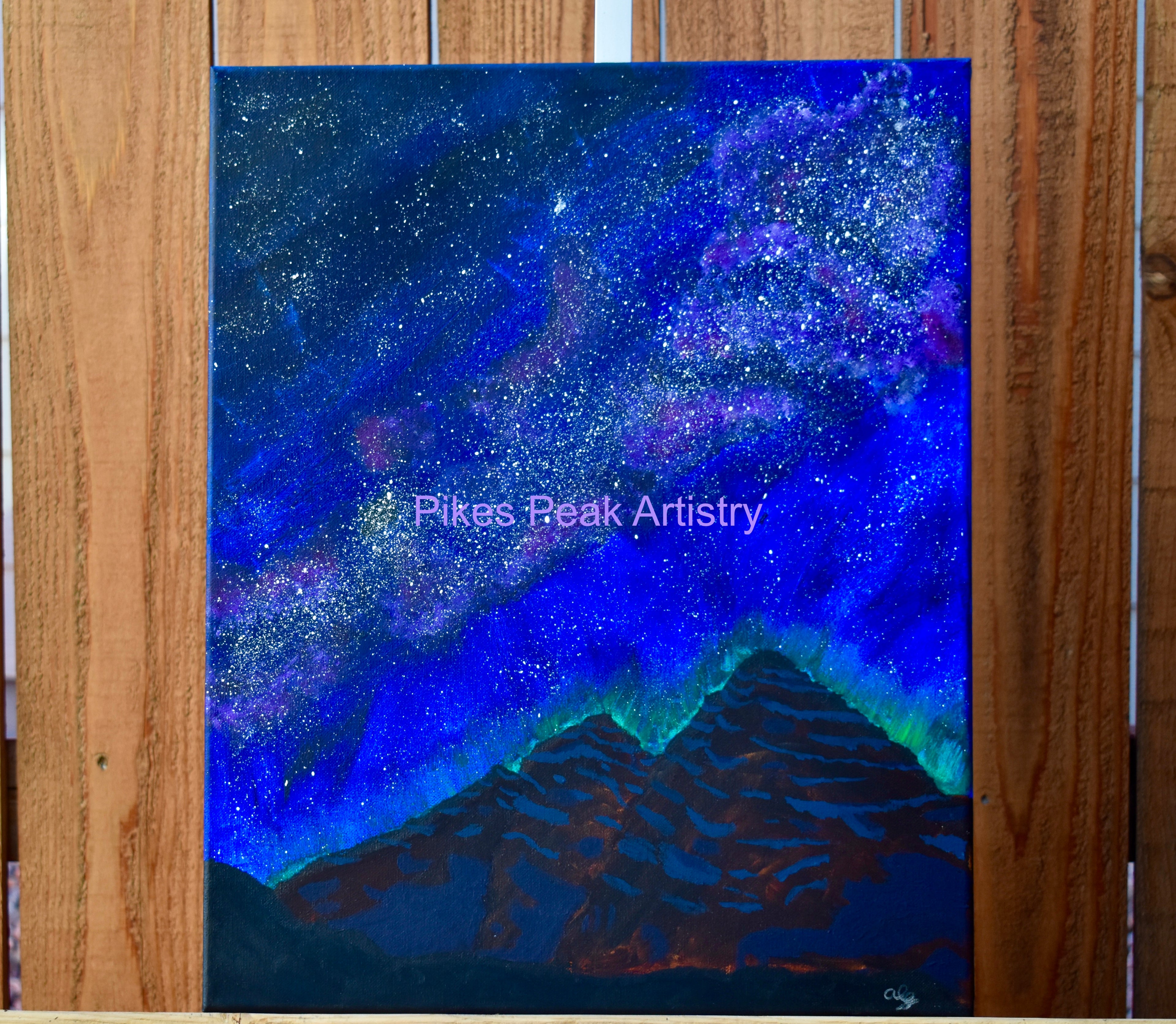 Maroon Bells and the Milky Way Original Acrylic Painting: "Maroon Nebula"