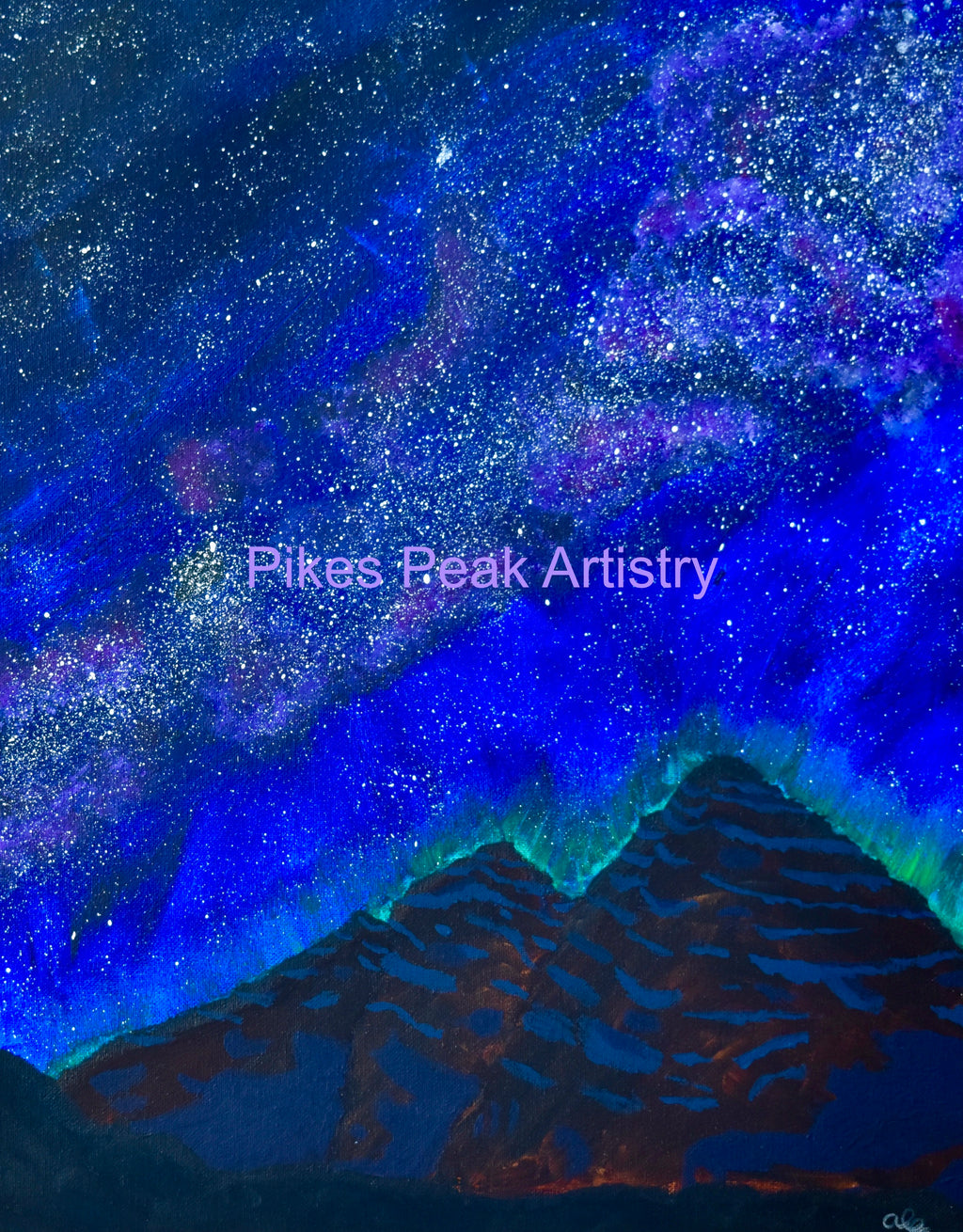 Maroon Bells and the Milky Way Original Acrylic Painting: "Maroon Nebula"