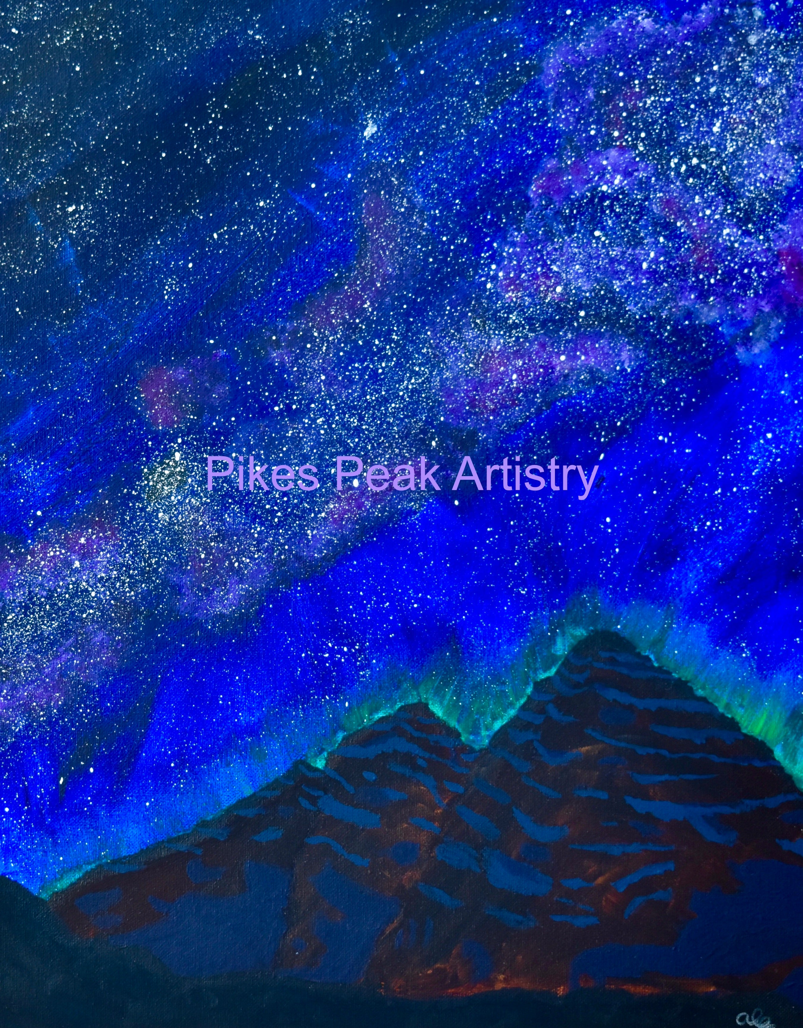 Maroon Bells and the Milky Way Original Acrylic Painting: "Maroon Nebula"