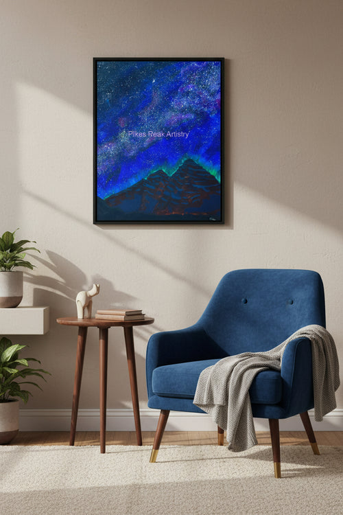Maroon Bells and the Milky Way Original Acrylic Painting: "Maroon Nebula"