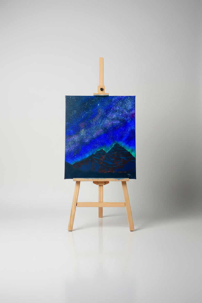 Maroon Bells and the Milky Way Original Acrylic Painting: "Maroon Nebula"