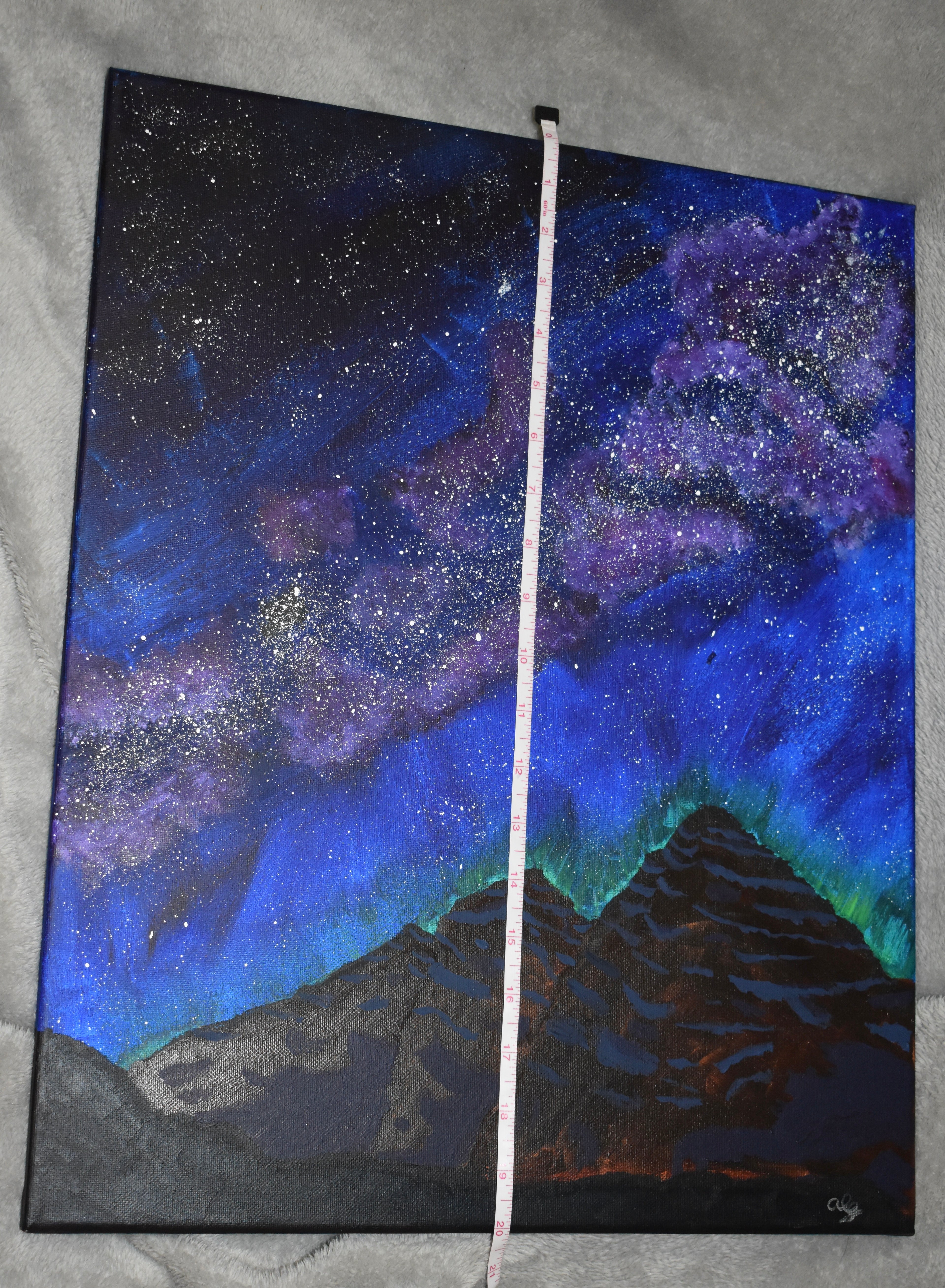 Maroon Bells and the Milky Way Original Acrylic Painting: "Maroon Nebula"