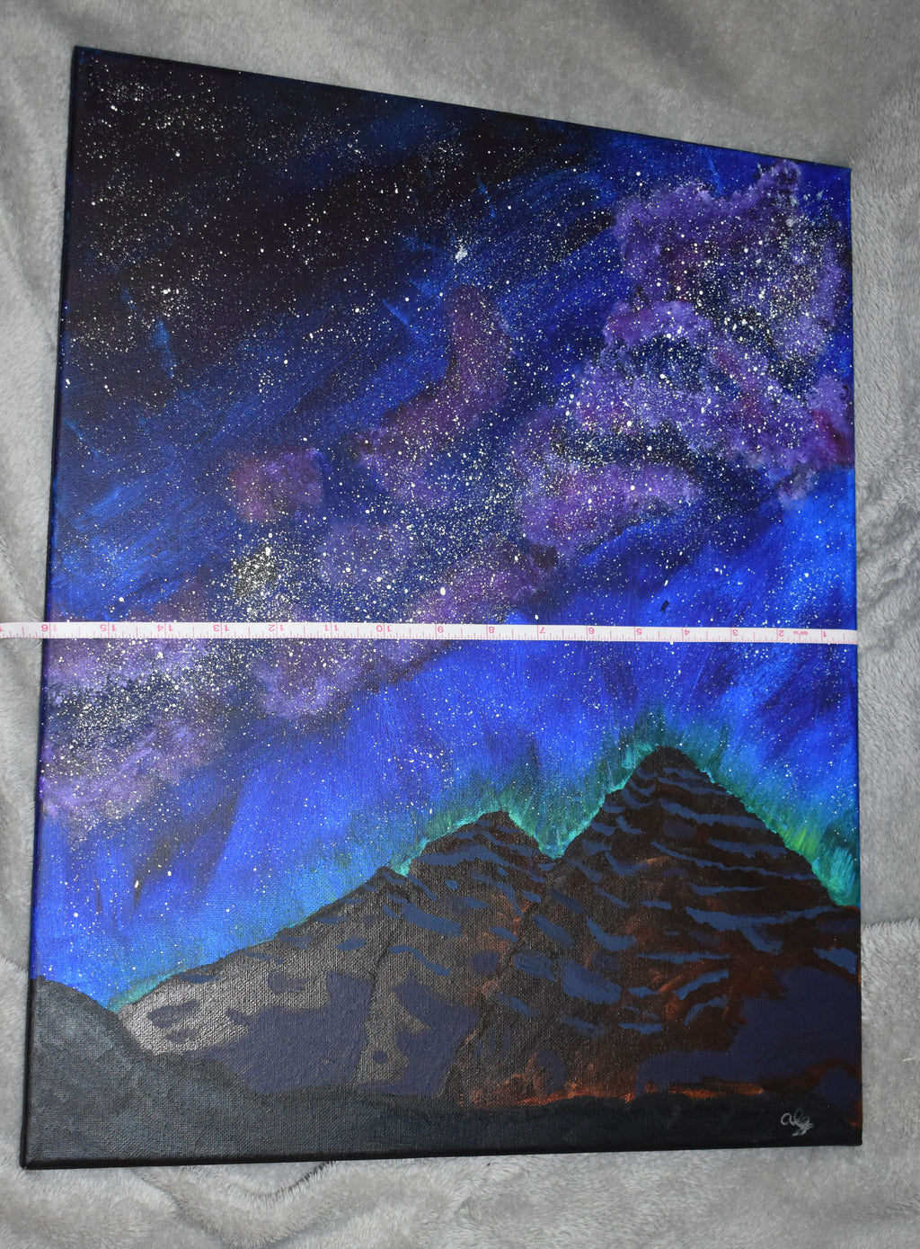 Maroon Bells and the Milky Way Original Acrylic Painting: "Maroon Nebula"