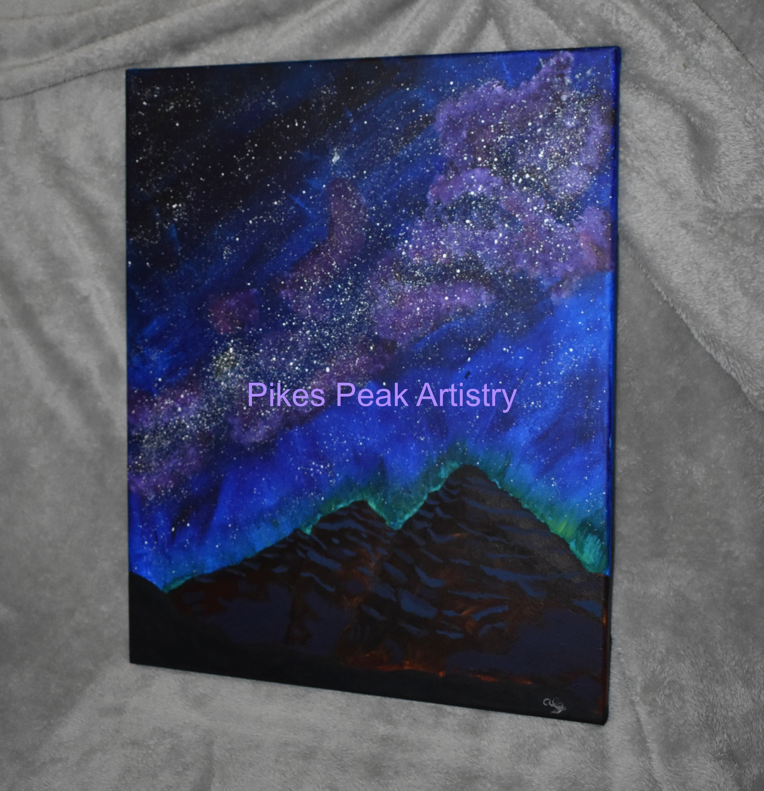 Maroon Bells and the Milky Way Original Acrylic Painting: "Maroon Nebula"
