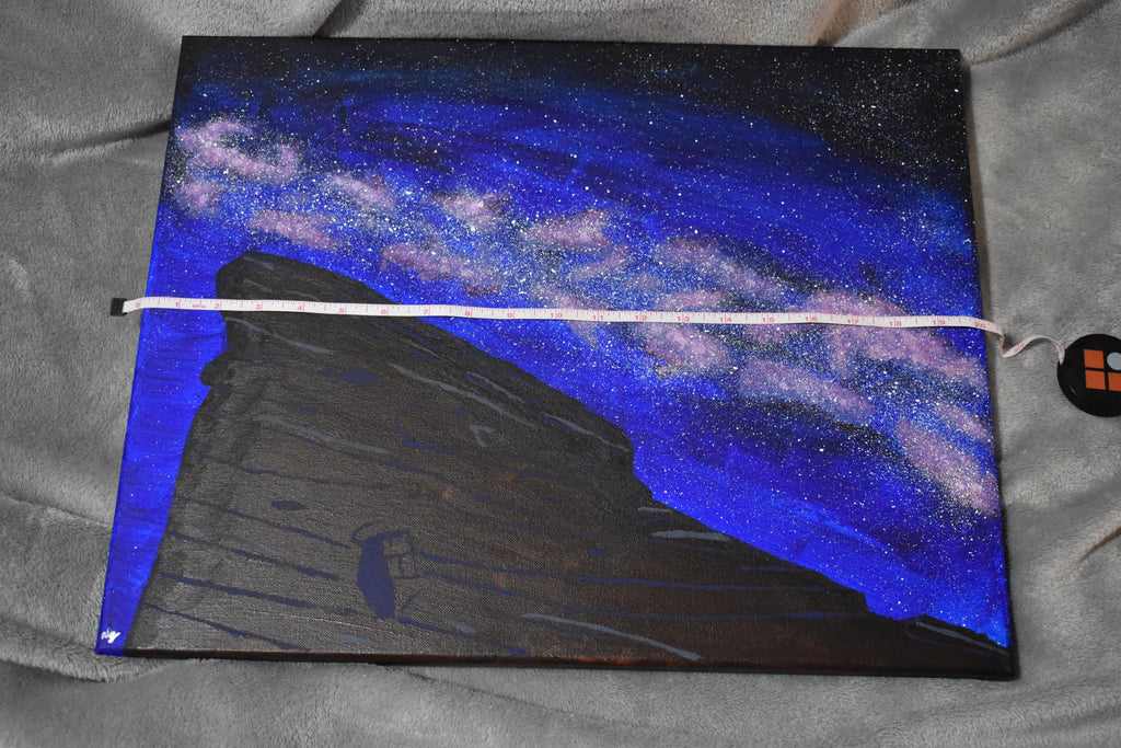 Original Acrylic Painting Set with the Red Rocks Amphitheatre and the Milky Way: "Cosmic Serenade at the Rocks"