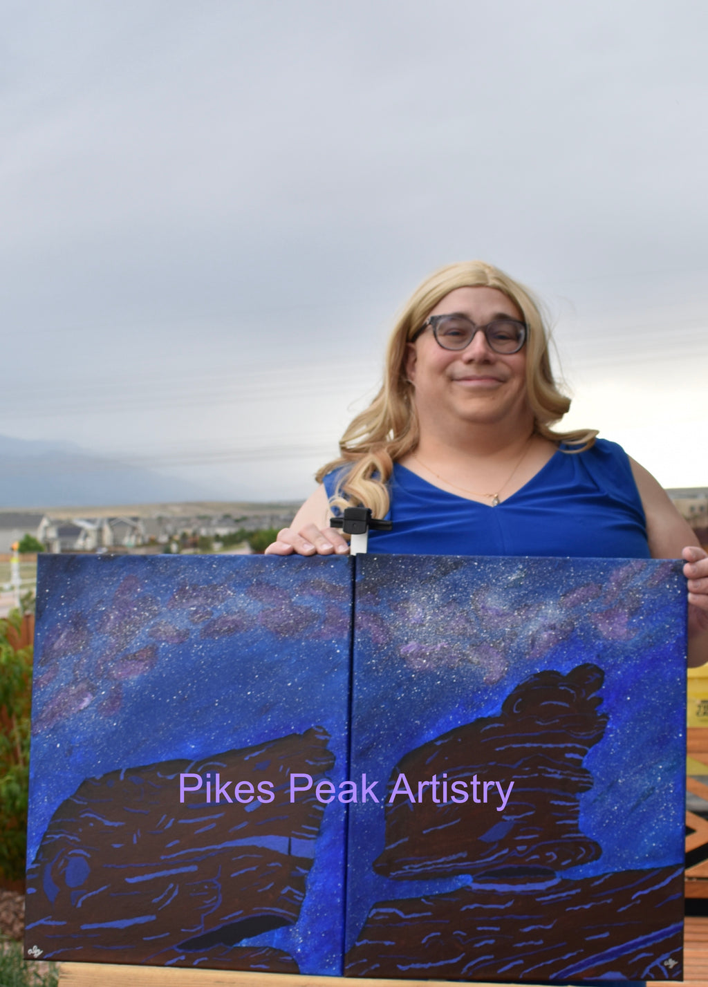 Original Acrylic Painting Set with Garden of the Gods and the Milky Way: "Defying Gravity" and "Sailing the Stars"