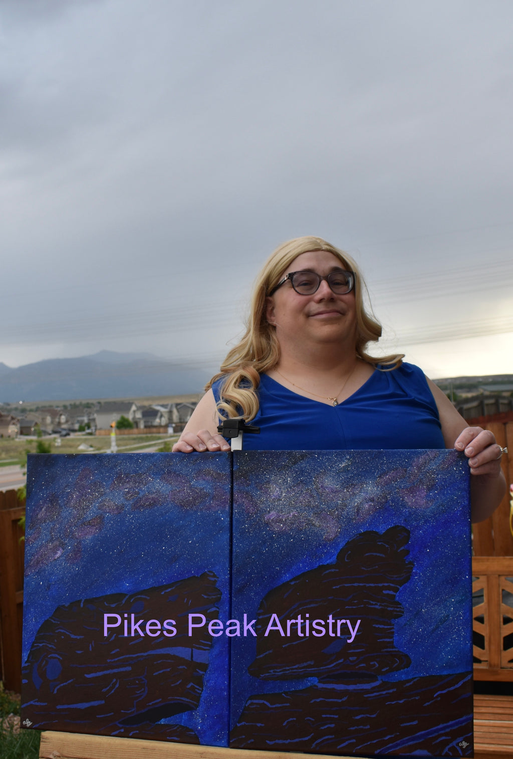 Original Acrylic Painting Set with Garden of the Gods and the Milky Way: "Defying Gravity" and "Sailing the Stars"