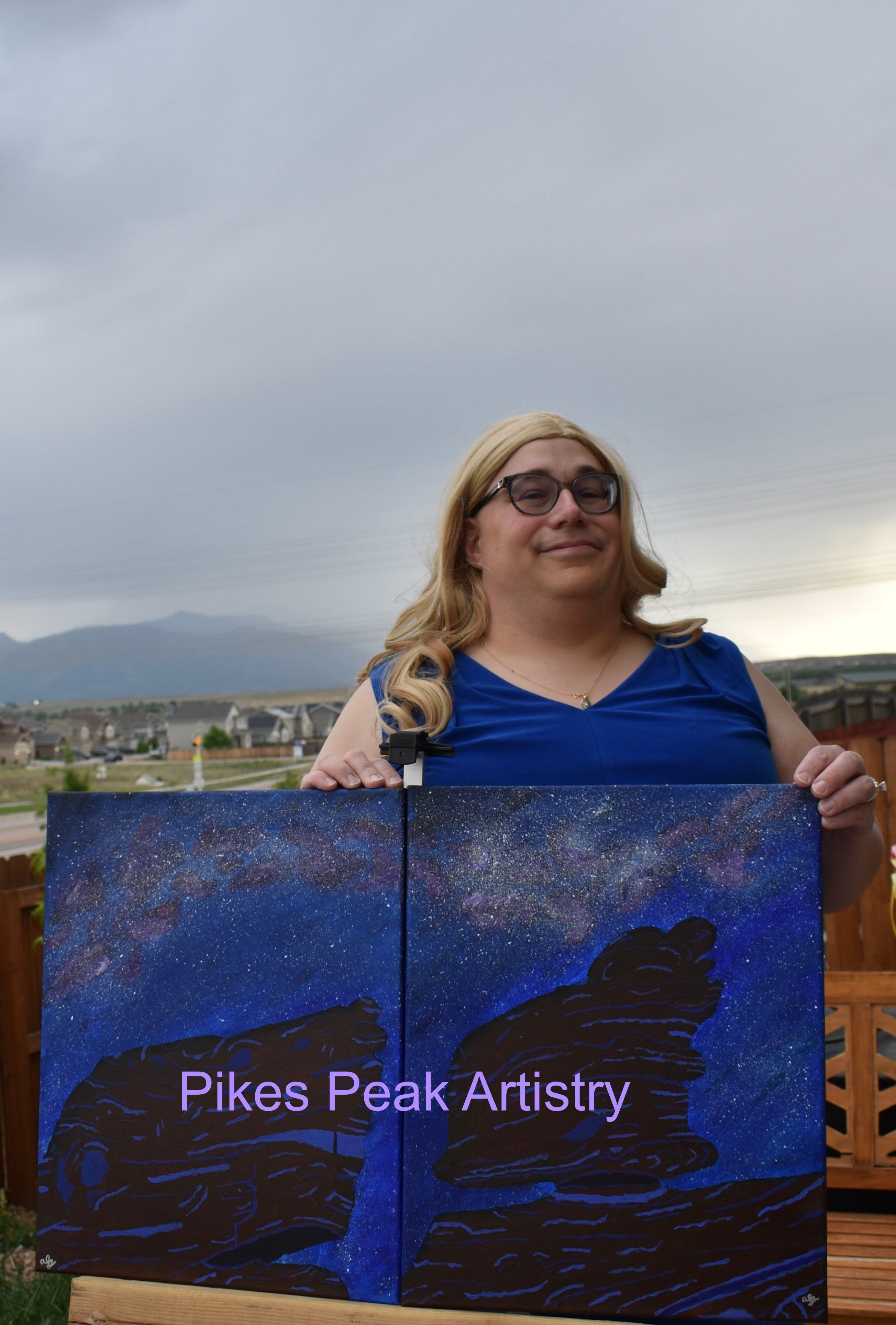 Original Acrylic Painting Set with Garden of the Gods and the Milky Way: "Defying Gravity" and "Sailing the Stars"