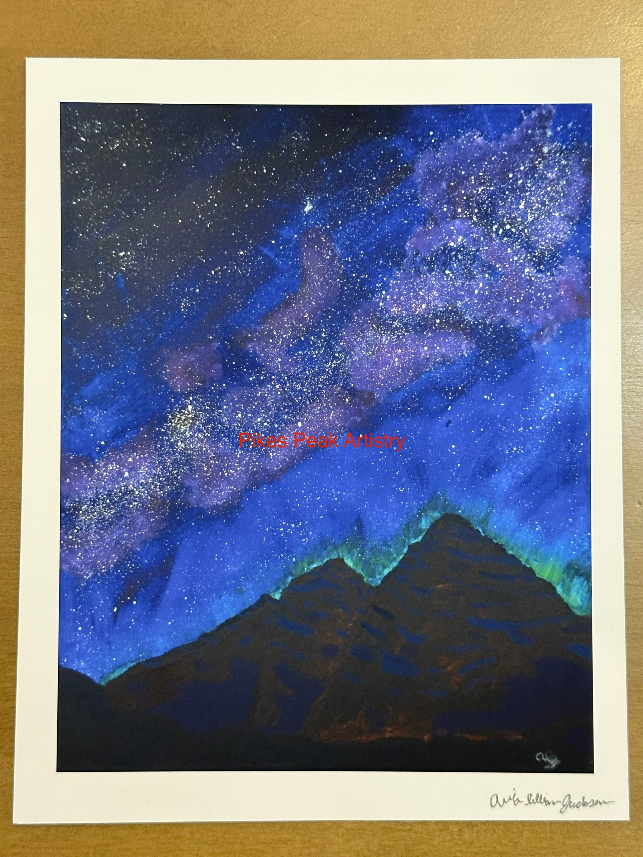 Maroon Bells and the Milky Way Fine Art Print of the Original Acrylic Painting: "Maroon Nebula"