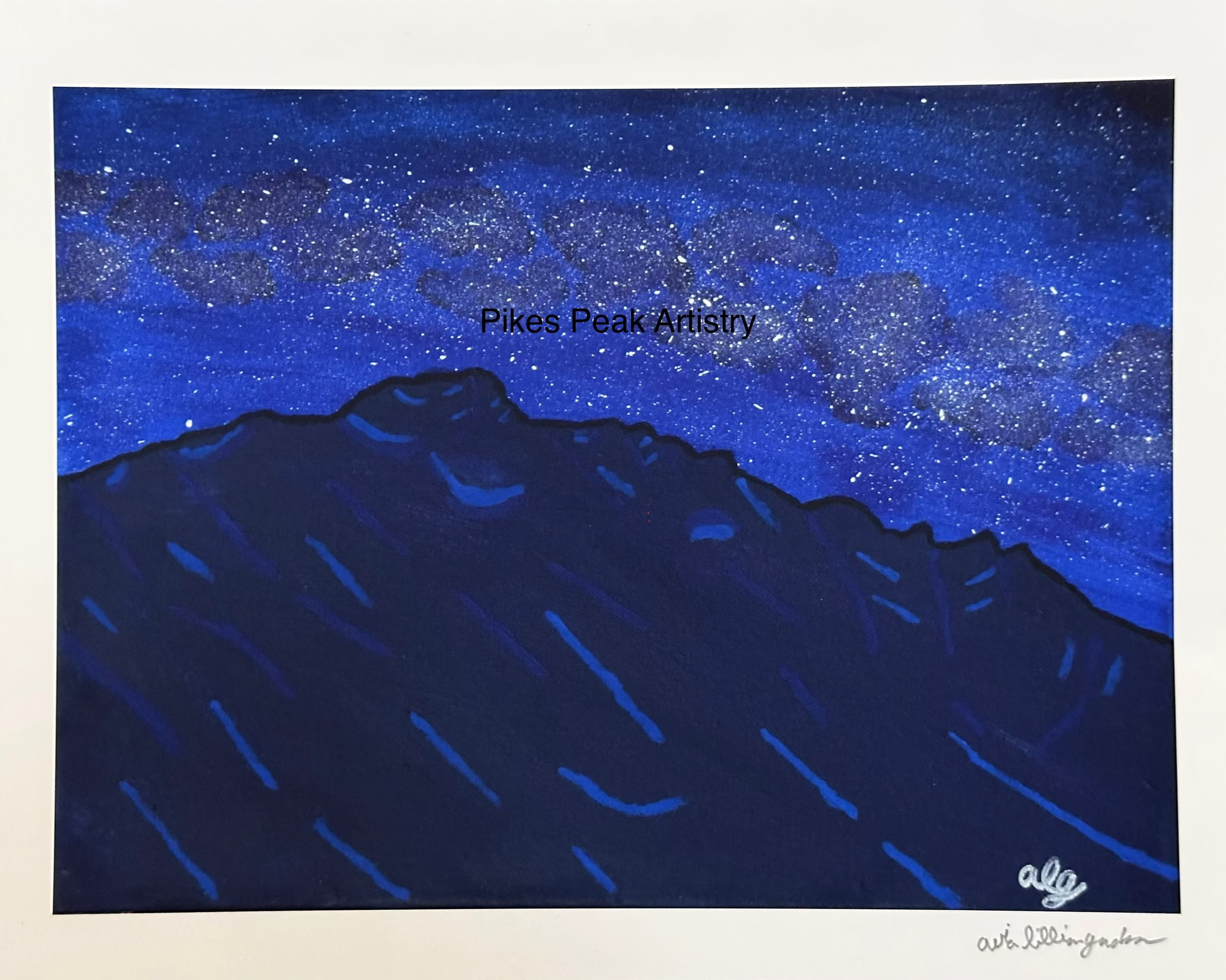 Fine Art Pint of the Original Painting “Longs Peak Astral Pop” Longs Peak and the Milky Way