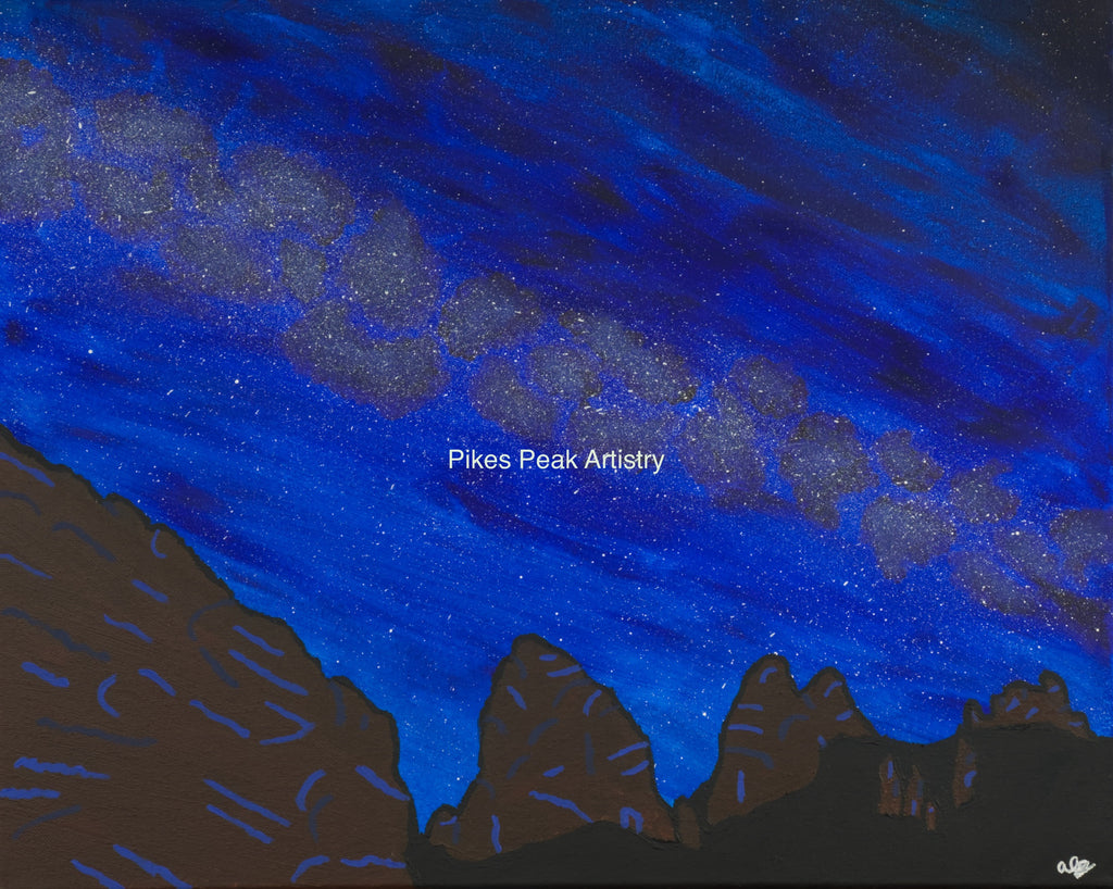 Acrylic Original Painting Garden of the Gods and the Milky Way: "Galactic Garden"
