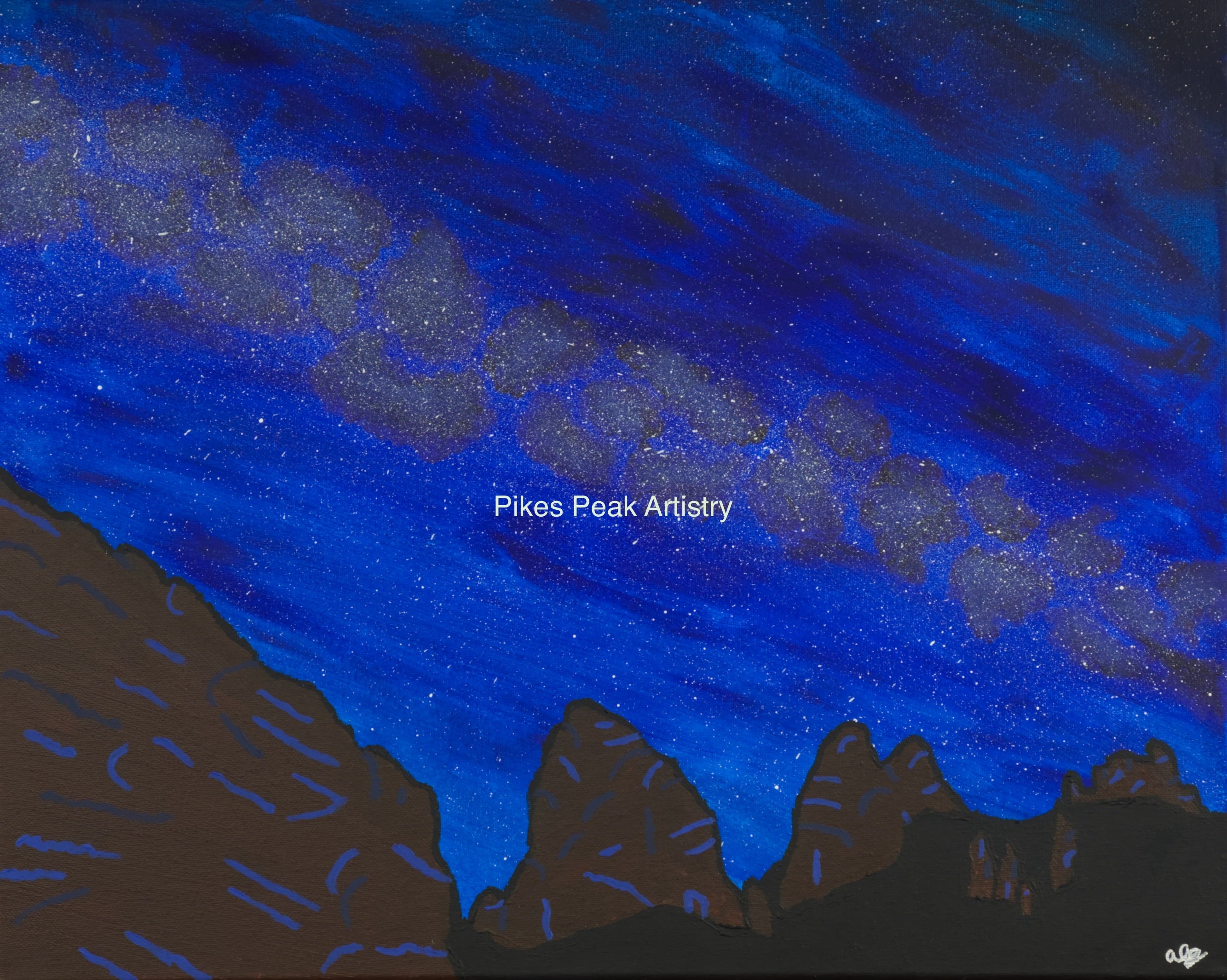 Garden of the Gods and the Milky Way Original Acrylic Painting: "Galactic Garden"