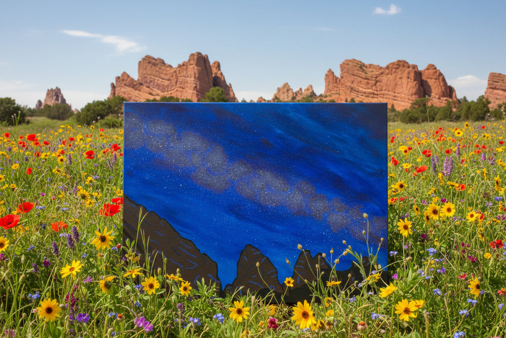 Acrylic Original Painting Garden of the Gods and the Milky Way: "Galactic Garden"