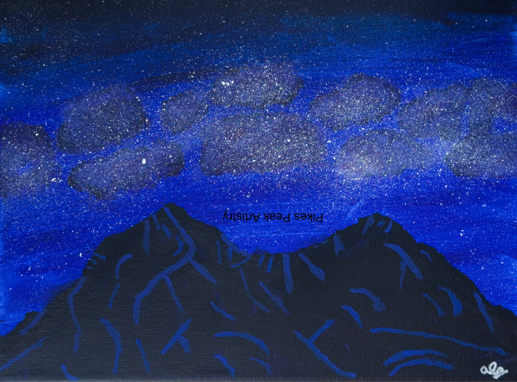 Original Spanish Peaks Mountains Acrylic Painting "Cosmic Huajatolla"