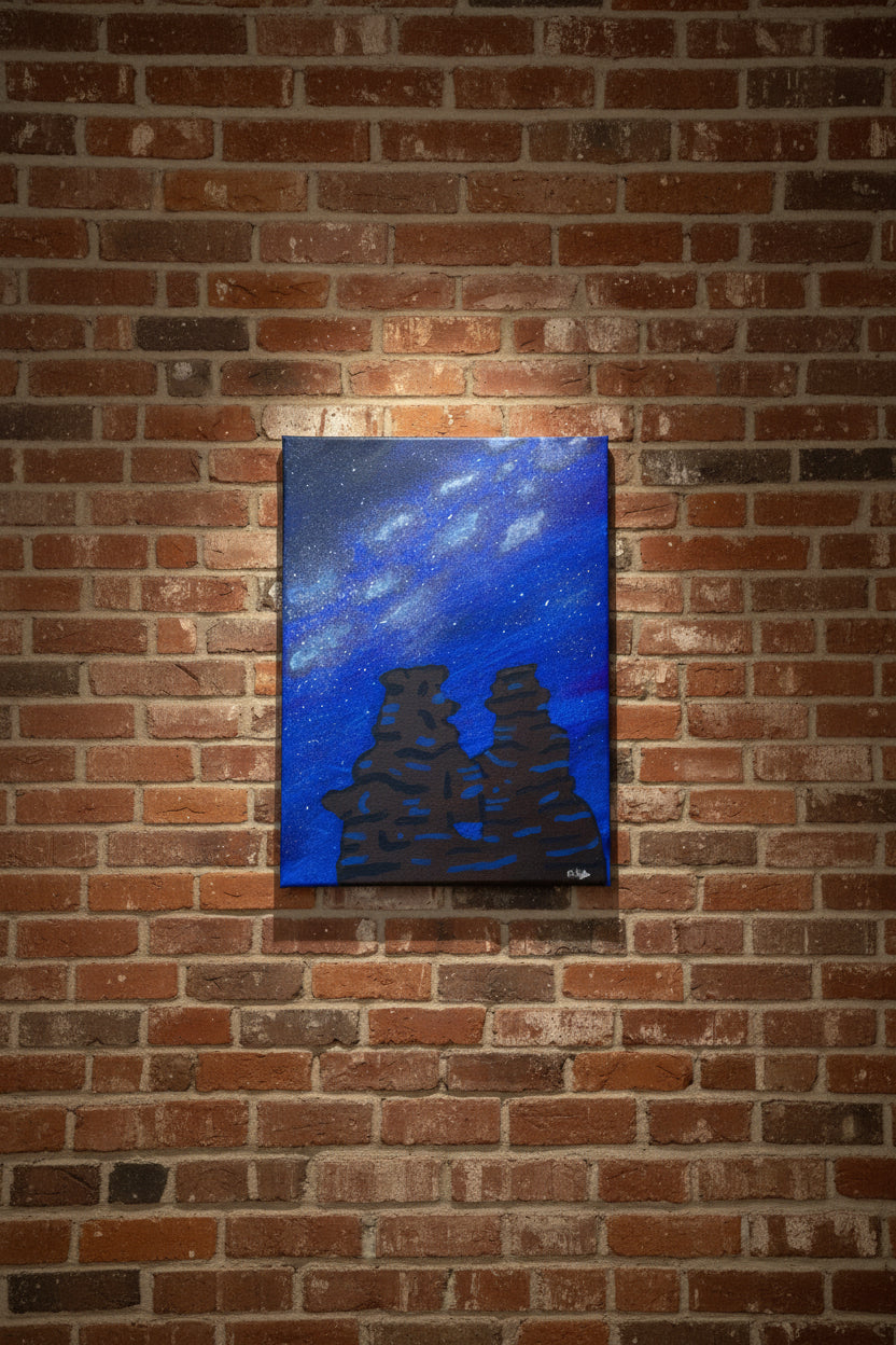 Original Acrylic Painting "Cosmic Twins of the Springs" Milky Way with Garden of the Gods Siamese Twins Formation