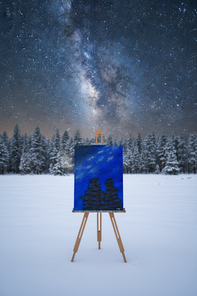 Original Acrylic Painting "Cosmic Twins of the Springs" Milky Way with Garden of the Gods Siamese Twins Formation