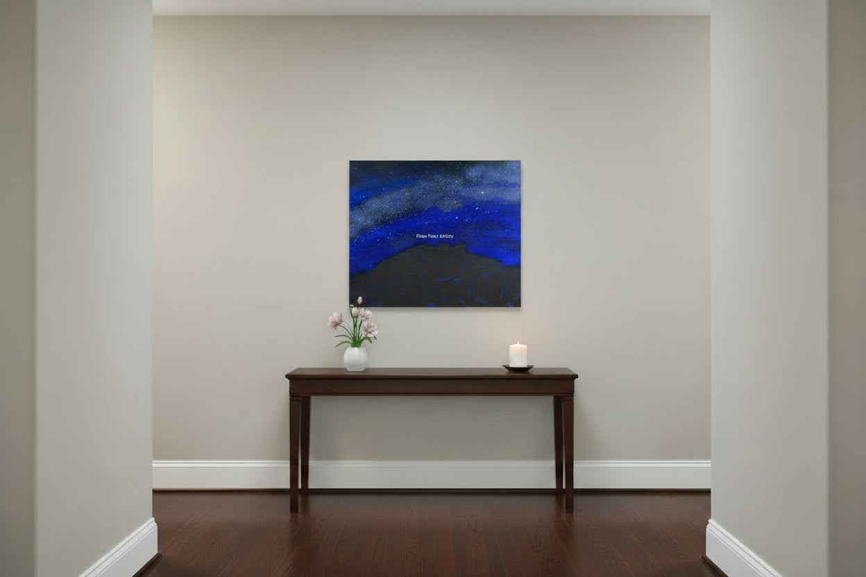 Acrylic Original Painting "Star-Crossed Camels" Milky Way with Garden of the Gods Kissing Camels