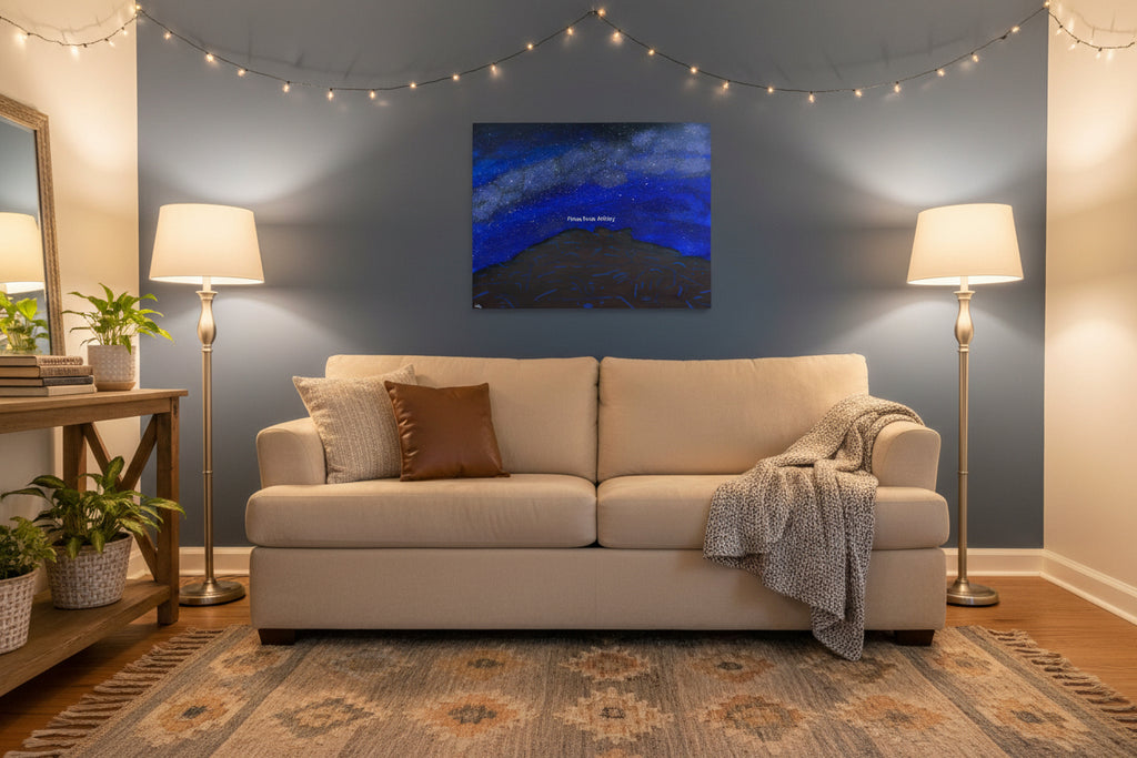 Acrylic Original Painting "Star-Crossed Camels" Milky Way with Garden of the Gods Kissing Camels