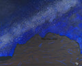 Acrylic Original Painting "Kisses in the Cosmos" Milky Way with Garden of the Gods Kissing Camels