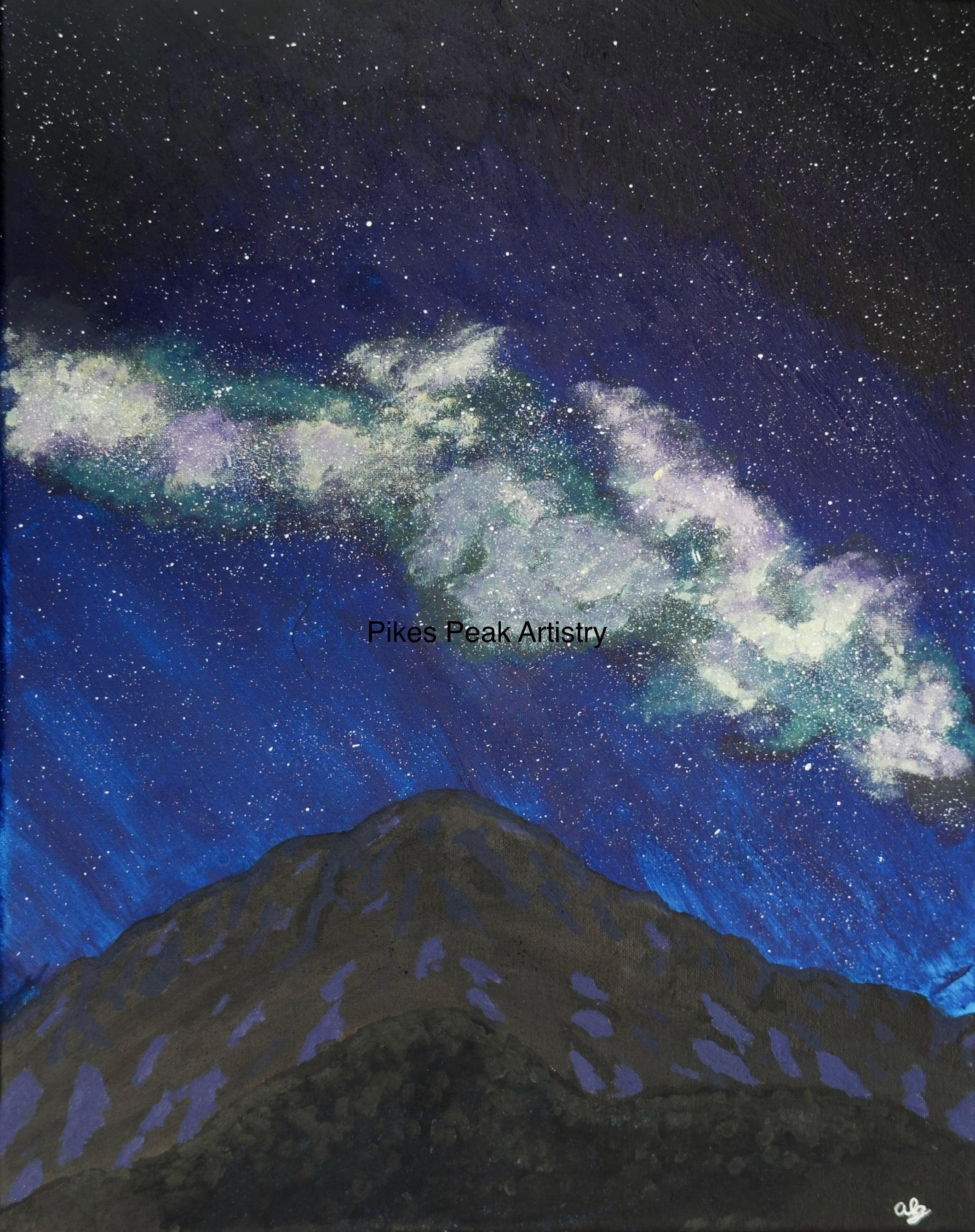 Acrylic Original Painting Pikes Peak and the Milky Way: "Stellar Summit"