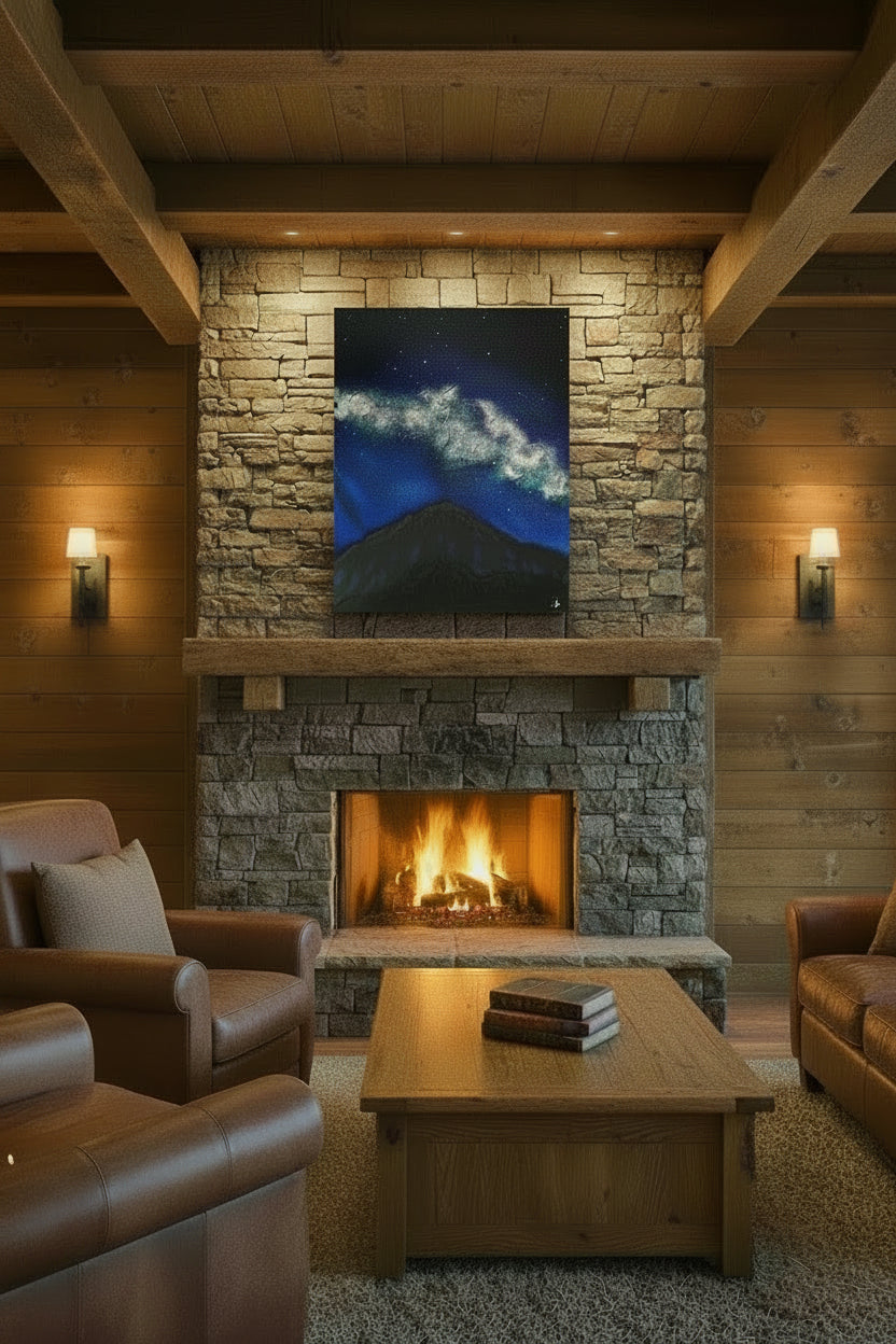 Acrylic Original Painting Pikes Peak and the Milky Way: "Stellar Summit"