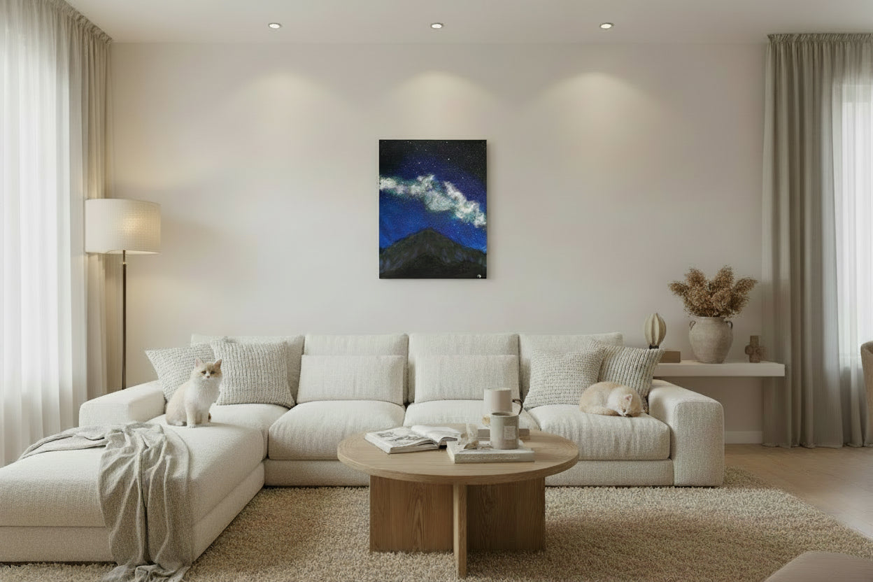 Acrylic Original Painting Pikes Peak and the Milky Way: "Stellar Summit"