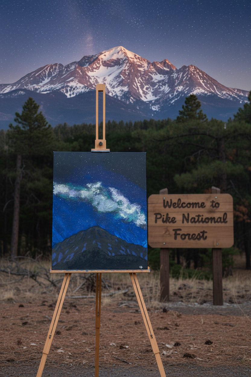 Acrylic Original Painting Pikes Peak and the Milky Way: "Stellar Summit"