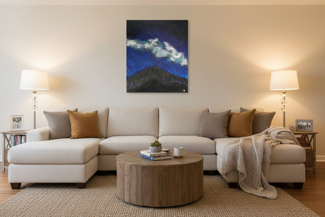 Acrylic Original Painting Pikes Peak and the Milky Way: "Stellar Summit"