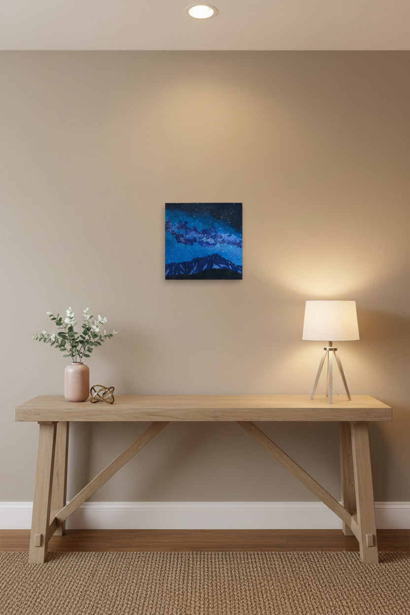Acrylic Original Painting "Blue Majesty" Pikes Peak and the Milky Way