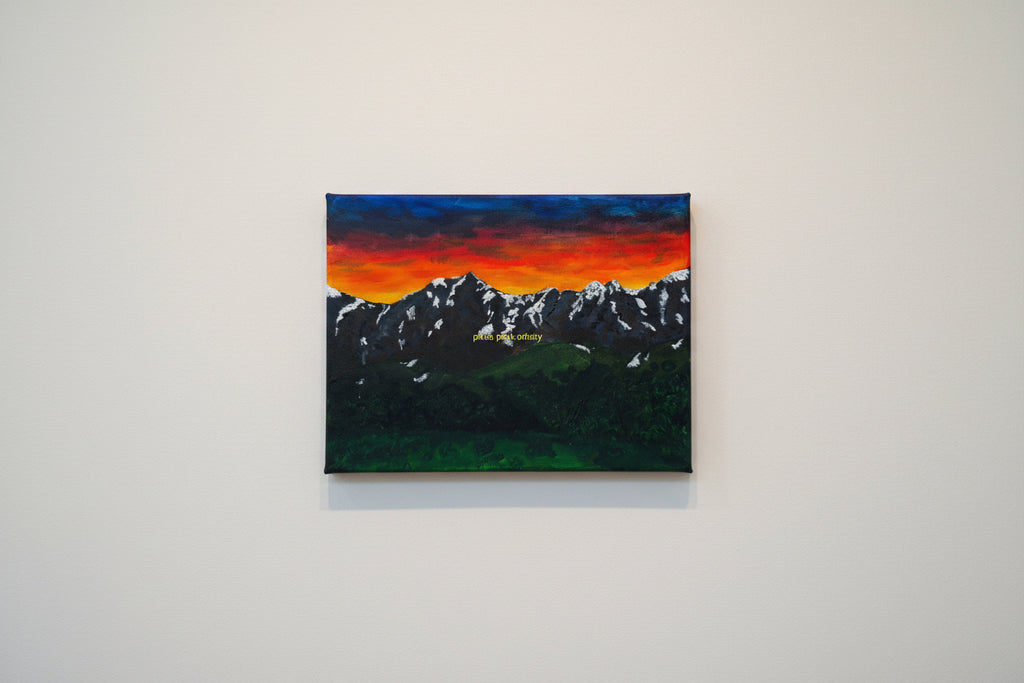 Acrylic Original Painting Never Summer Rocky Mountains Sunset: "Ignited Peaks"
