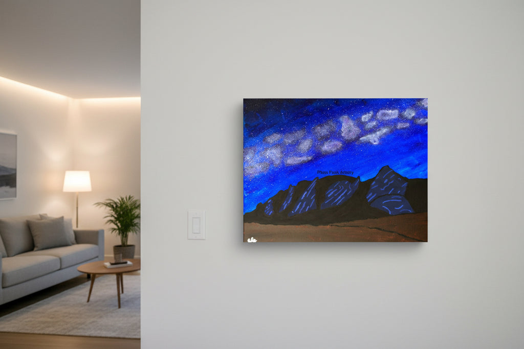 Acrylic Original Painting "Galactic Iron" Milky Way with Boulder Colorado Flatirons