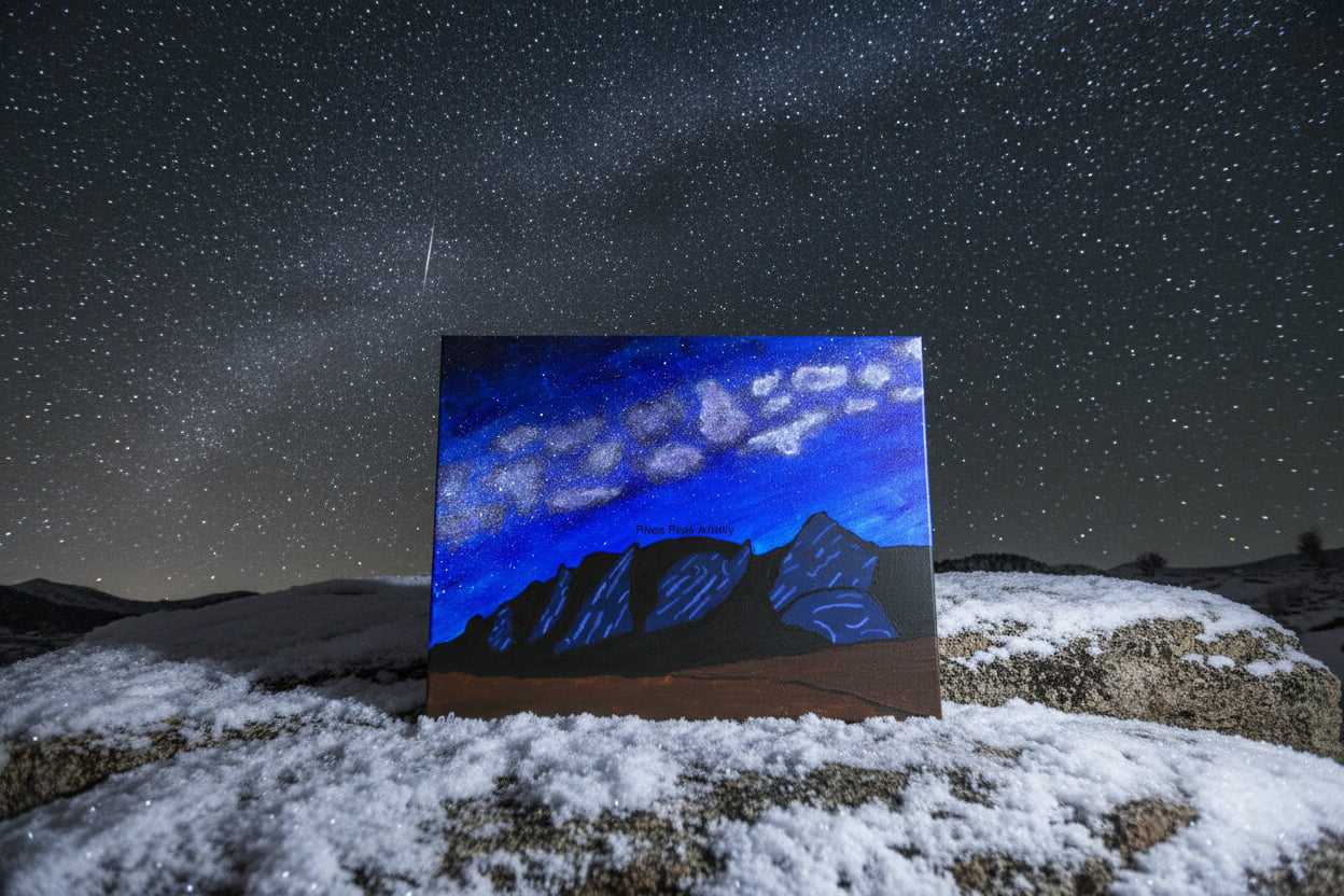 Acrylic Original Painting "Galactic Iron" Milky Way with Boulder Colorado Flatirons