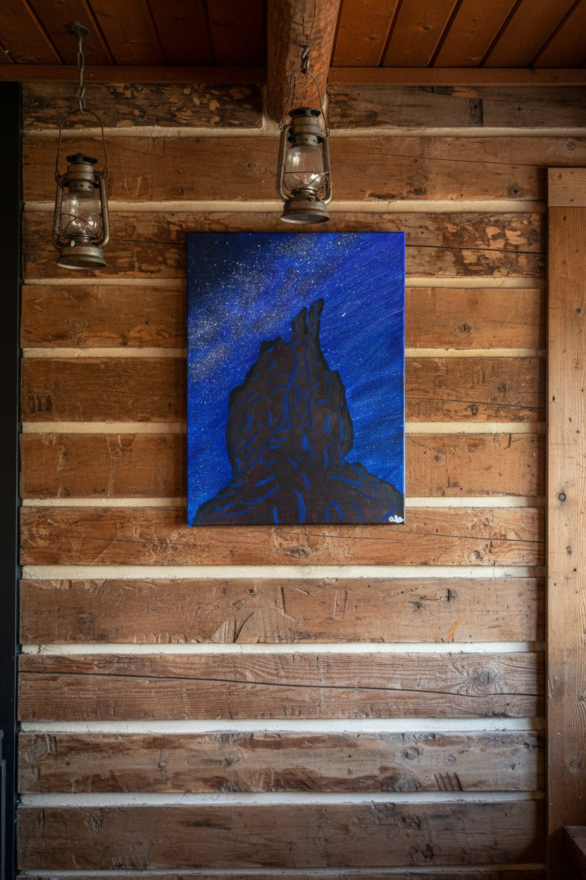 Original Acrylic Painting "Galactic Graces" Milky Way with Garden of the Gods Three Graces Formation