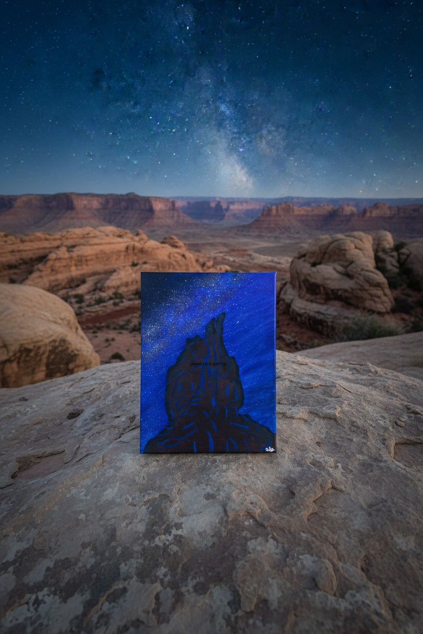 Original Acrylic Painting "Galactic Graces" Milky Way with Garden of the Gods Three Graces Formation