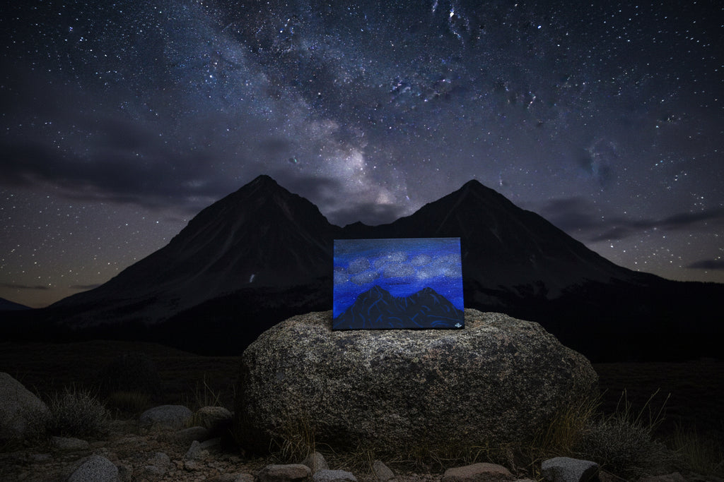 Original Spanish Peaks Mountains Acrylic Painting "Cosmic Huajatolla"