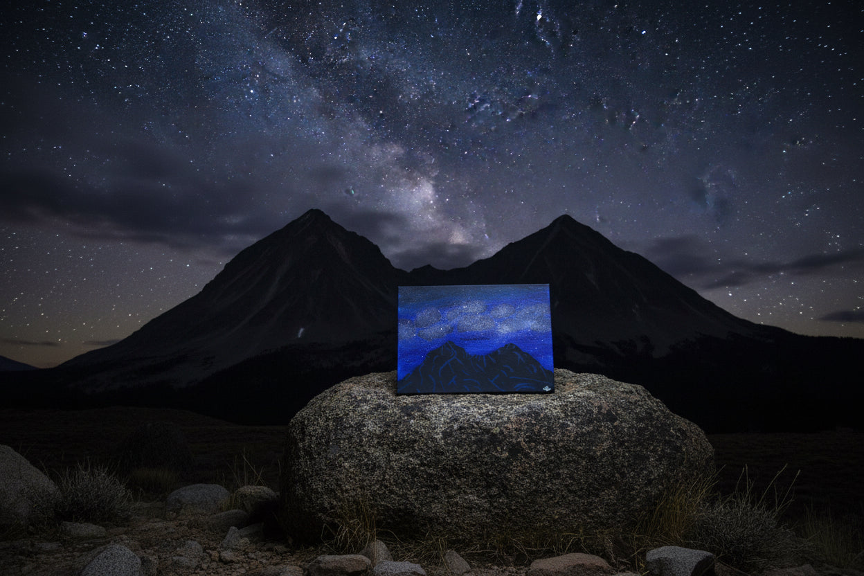 Original Spanish Peaks Mountains Acrylic Painting "Cosmic Huajatolla"