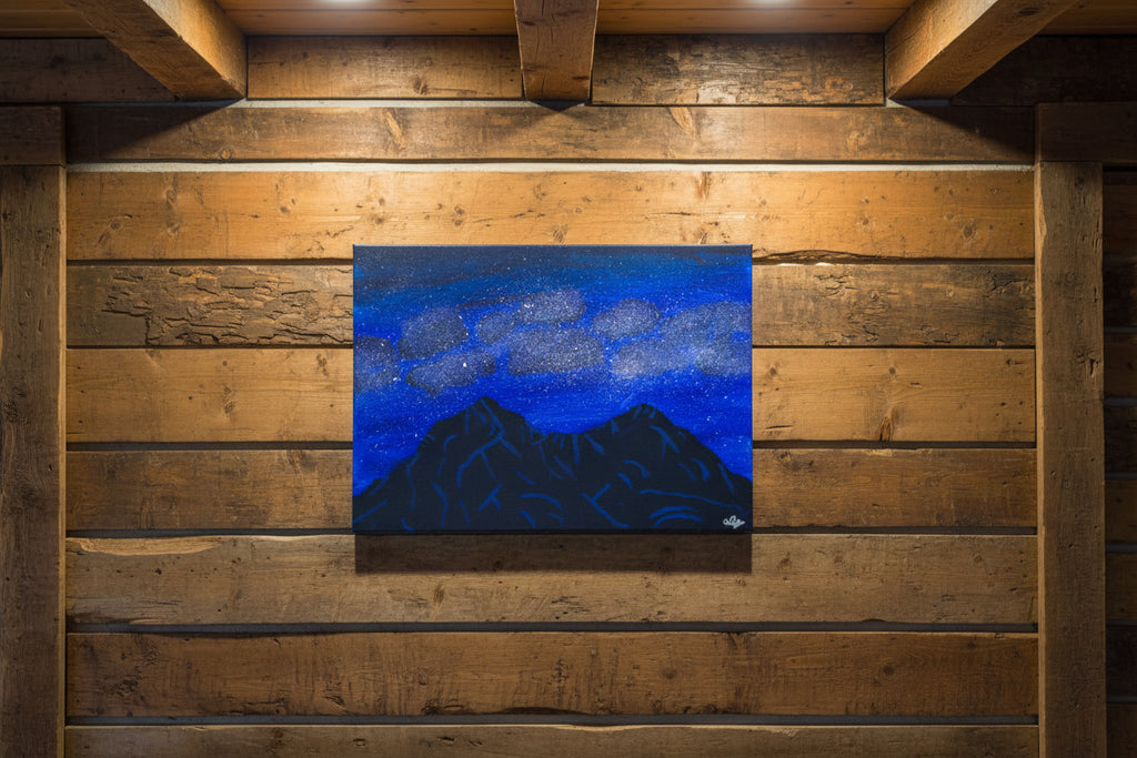 Original Spanish Peaks Mountains Acrylic Painting "Cosmic Huajatolla"