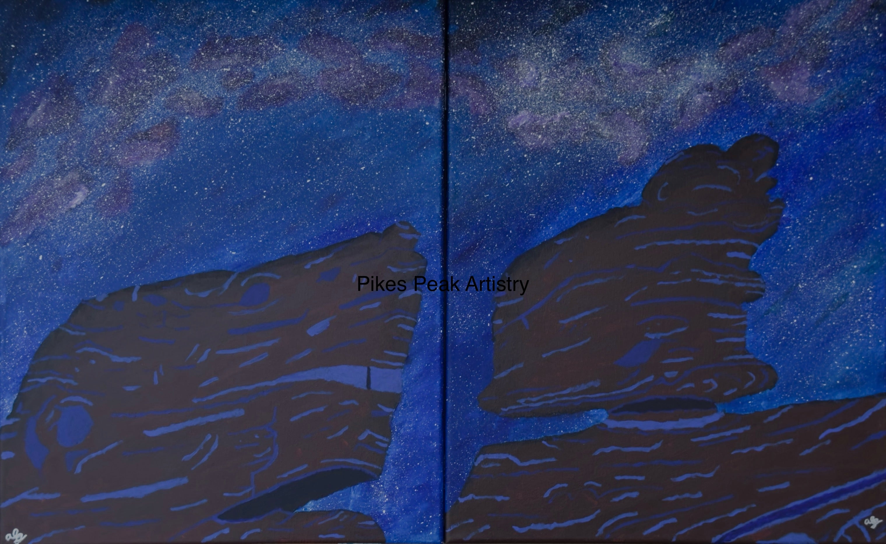 Acrylic Original Painting Set with Garden of the Gods and the Milky Way: "Defying Gravity" and "Sailing the Stars"