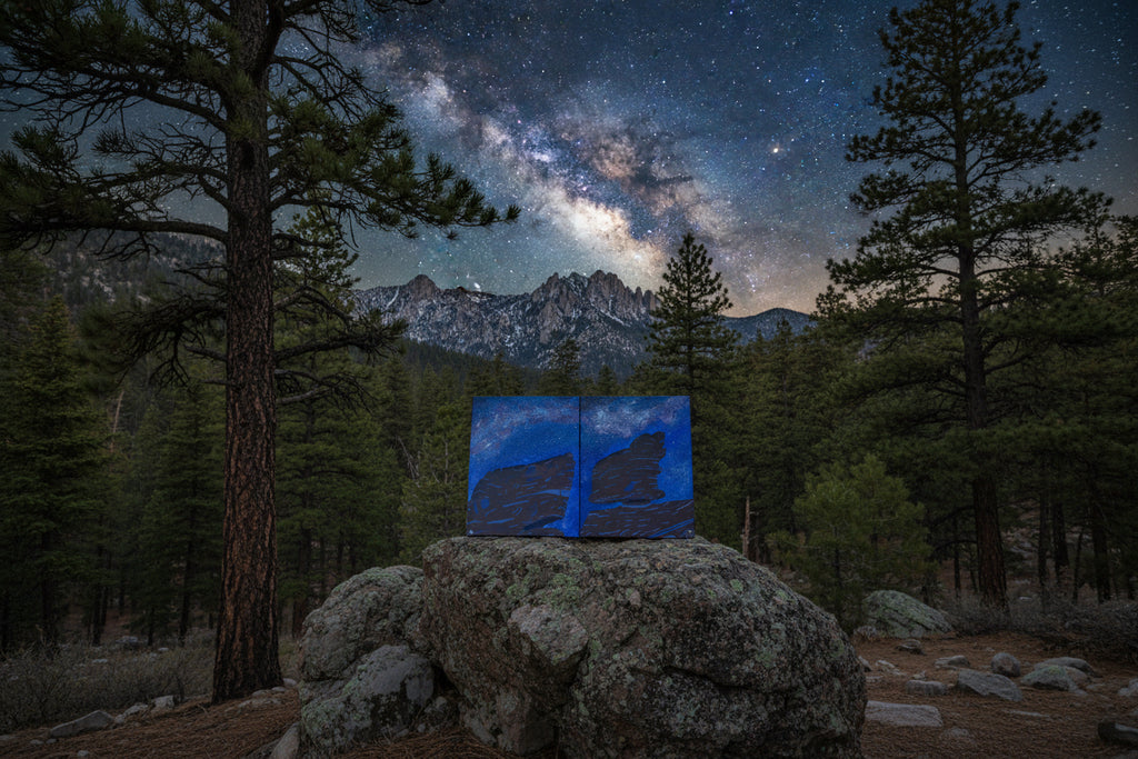 Acrylic Original Painting Set with Garden of the Gods and the Milky Way: "Defying Gravity" and "Sailing the Stars"