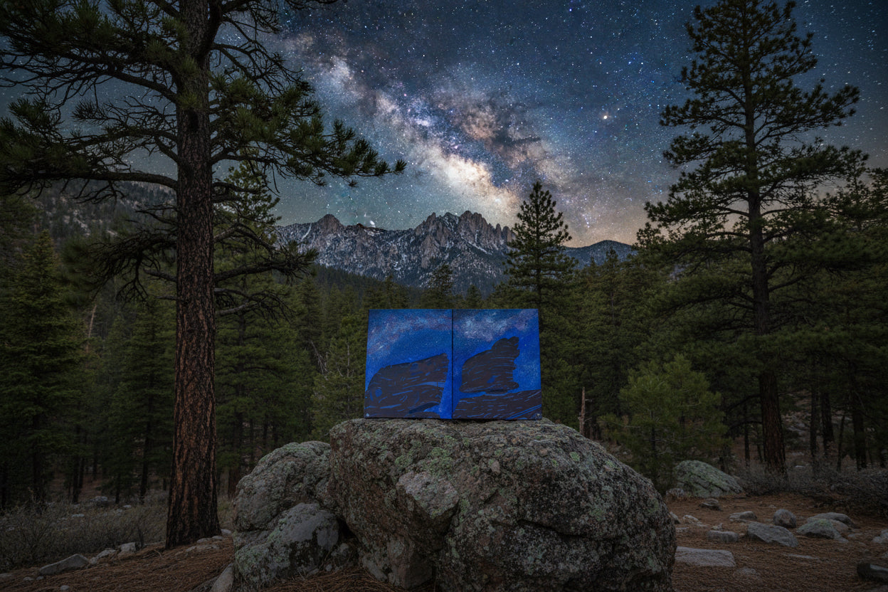Acrylic Original Painting Set with Garden of the Gods and the Milky Way: "Defying Gravity" and "Sailing the Stars"