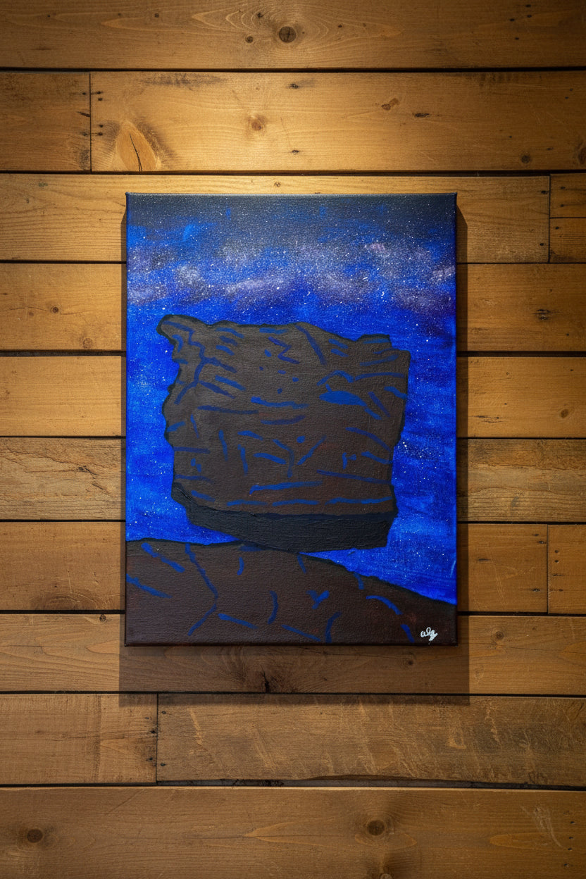 Original Acrylic Painting "Interstellar Equilibrium" Milky Way with Garden of the Gods Balanced Rock