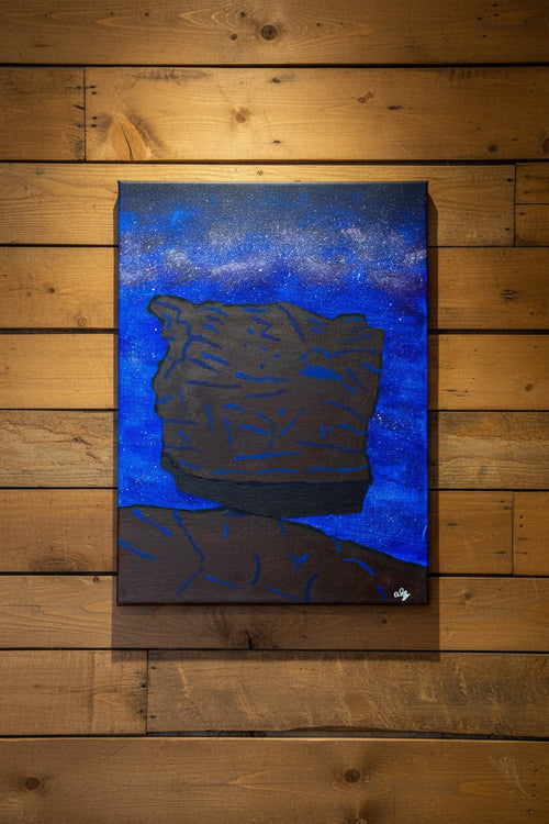 Acrylic Original Painting "Interstellar Equilibrium" Milky Way with Garden of the Gods Balanced Rock