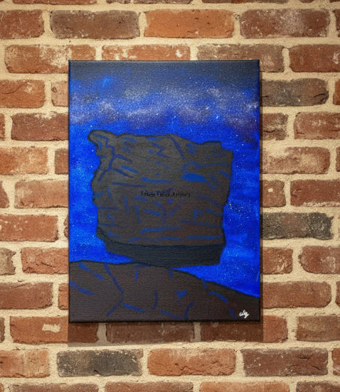 Original Acrylic Painting "Interstellar Equilibrium" Milky Way with Garden of the Gods Balanced Rock